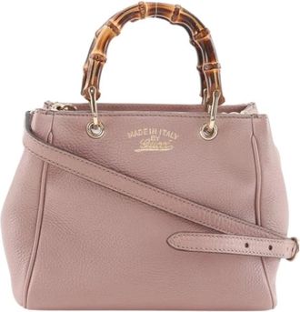 Gucci Pre-owned Bamboo Mini Shopper Calf 2way Bag - Dames - Vintage Handtas - Roze - ONE Size - Leer - Vintage