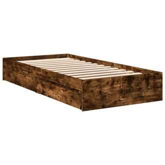 Berkfield Home Modern Bed Frame w/Drawers Frame Smoked Oak 75x190 cm Small Single in Brown