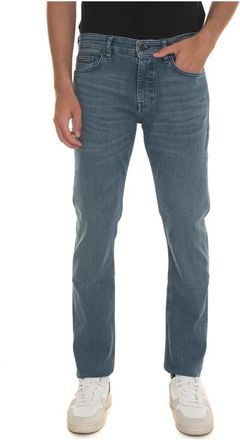 HUGO BOSS Stone Washed Denim Jeans met Toprits - Heren - Slim Fit Jeans - Blauw - W33 - Denim - Jeans