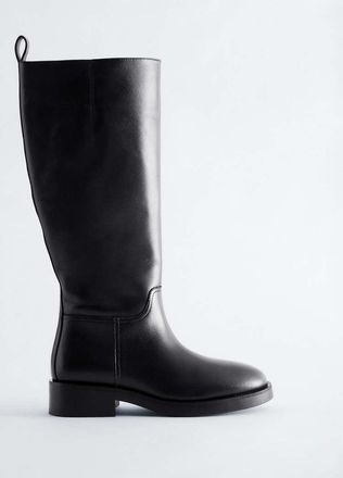 & Other Stories Premium stivaletto biker in pelle con tacco nero