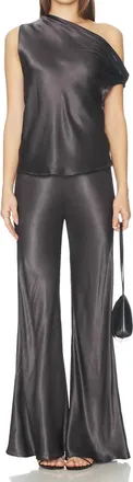 Enza Costa Satin Bias Cut Pant In Grey