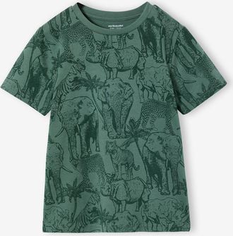 Vertbaudet T-Shirt mit Print und Recycling-Baumwolle Jungen moosgr&uuml;n