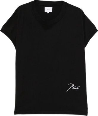 Rhude Logo Geborduurd T-shirt - Heren - T-shirts - Zwart - L - Katoen - Tops