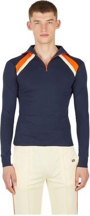 Wales Bonner Wales Bonner - Jazz Half Zip Top - Heren - Tops - Blauw - Maat: M Katoen