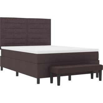 vidaXL Box Spring Bed with Mattress Dark Brown 140 x 190 cm Fabric vidaXL