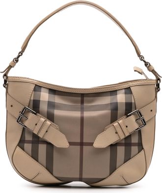 Burberry Pre-owned Womens Check Pattern Hobo Bag - Tan Textile - One Size