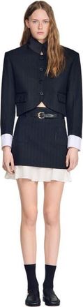 Sandro Short striped ruffled skirt in Black at Nordstrom, Size 38