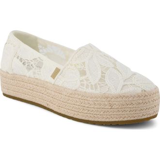 Toms Valencia Platform Espadrille in Natural Lace at Nordstrom, Size 5.5