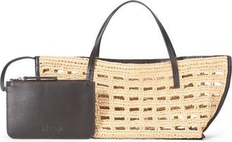 Staud Mini Christos Raffia Tote in Raffia Crochet at Nordstrom