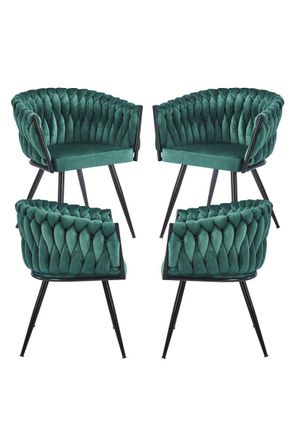 Regalos Miguel Packs Sillas Comedor - Pack 4 Sillas Widny Black Terciopelo - Verde