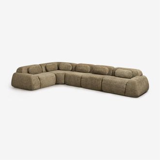 Sklum Sof&aacute; Modular Rinconera De 5 Piezas En Chenilla Envasado Al Vac&iacute;o Merida Sklum