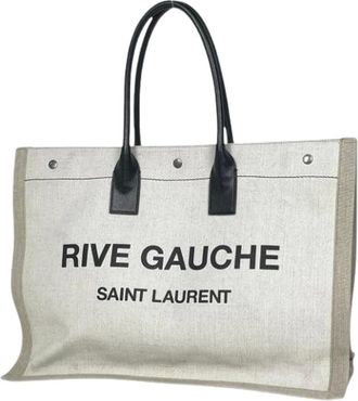 Saint Laurent Pre-owned Tote Bags, female, Beige, Size: ONE SIZE Pre-owned Logo Tote Bag