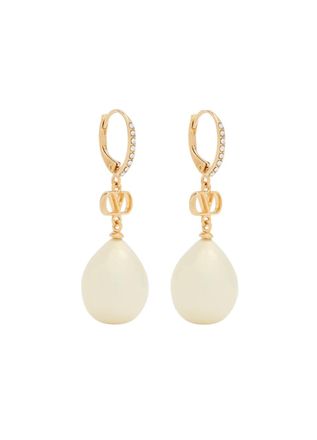 Valentino Vlogo Swarovski Crystal and Pearl Drop Earrings - One Size