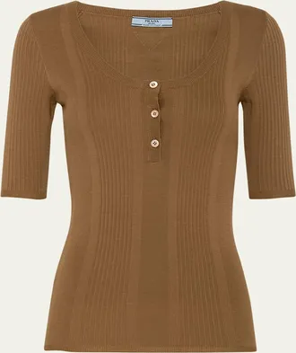 Prada Slim Cotton Knit Shirt