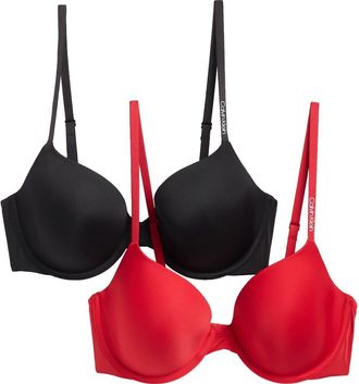 Calvin Klein Pure Micro Lightly Lined Demi Bra - Pack of 2 in Red/Black at Nordstrom Rack, Size 34B