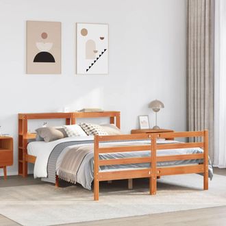 Berkfield Home Bed Frame without Mattress Wax Brown 150x200 cm King Size Solid Wood Pine