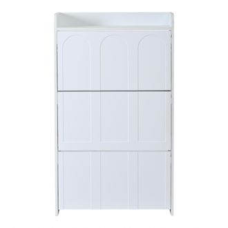 STILVORA Mueble Zapatero Con 3 Puertas Abatibles, 6 Compartimentos Y Caj&oacute;n, Para Entrada, En Mdf, Blanco, 70&times;25&times;120 Cm