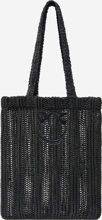 Pinko Womens Raffia Shopping Bag Easy Black Polypropylene Tote