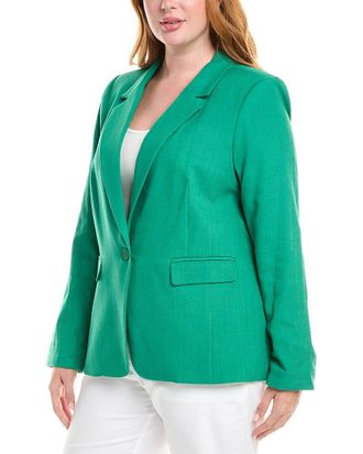Tahari by ASL Plus Linen-Blend Blazer