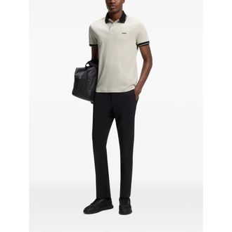 HUGO BOSS Contrast-Trim Cotton Polo Shirt - Beige