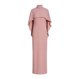 Alberta Ferretti Long Dress with Cape Detail and Back Bow - female - Alberta Ferretti - Gowns - Pink - XS - Dresses