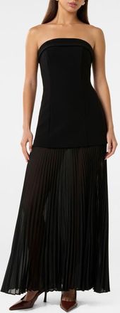 Ever New Bethie Strapless Mixed Media Dress in Black at Nordstrom, Size 14