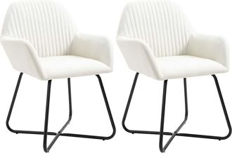 vidaXL Vidaxl - Sillas De Comedor 2 Unidades Tela Color Crema