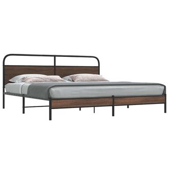 Berkfield Home Metal Bed Frame without Mattress Brown Oak 200x200 cm