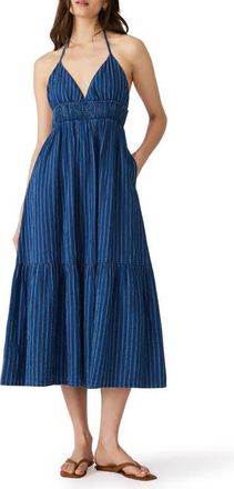 Steve Madden Lucky Stripe Halter Maxi Dress in Mixed Indigo at Nordstrom, Size X-Small