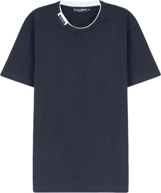 Dolce & Gabbana T-shirt met ronde hals - Heren - T-shirts - Blauw - XL - Katoen - Tops