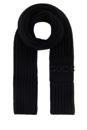 Gucci Black Logo Knitted Scarf