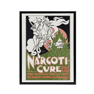 Artery8 Will H Bradley Narcoticure Vintage Advert Framed Canvas Wall Art Print in Green | Size: W24 x H32