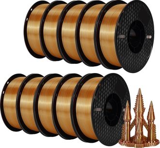 OEM Filamento Para Impresora 3d, Pla Sedoso De 10 Kg, Alto Rendimiento, Oro, Plata Y Cobre
