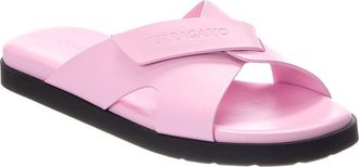 Ferragamo Fidal Leather Flat Sandal