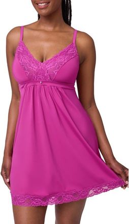 Montelle Intimates Lace Trim Full Bust Support Chemise in Passion Fruit at Nordstrom, Size Xx-Large