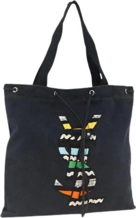 Saint Laurent Pre-owned Tote Bags, female, Blue, Size: ONE SIZE Pre-owned Canvas Tote Bag