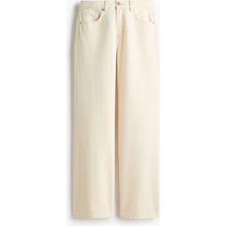 H&M Wide High Jeans in Light Beige at Nordstrom, Size 14
