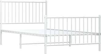 vidaXL Estructura Cama Sin Colch&oacute;n Con Estribo Metal Blanco 100x200 Cm Vidaxl