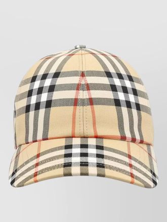 Burberry cotton cap curved brim check pattern