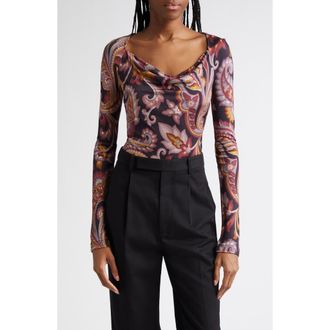 Etro Paisley Scoop Neck Knit Top in Printed Black Base at Nordstrom Rack, Size 6 Us / 42 It
