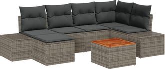 vidaXL Garden Sofa Set with Cushion 7 pcs Grey Poly rattan Vidaxl