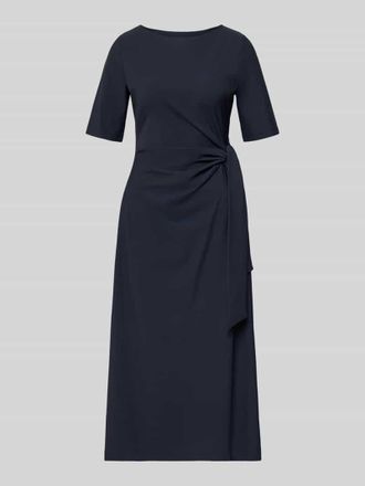 Milano Milano Italy Midikleid mit Knotendetail in Dunkelblau, Gr&ouml;&szlig;e 34