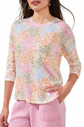 Tribal 3/4 Sleeve Crew Neck Top In Daffodil