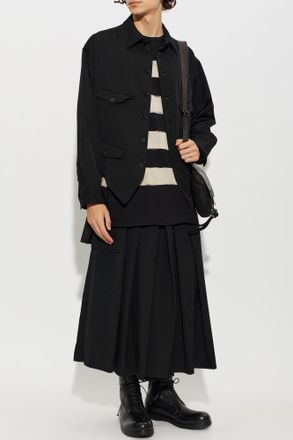 Yohji Yamamoto Wool Shirt With An Asymmetric Cut, Mens, Black