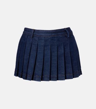 7 For All Mankind Pleated low-rise denim miniskirt