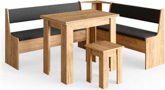 Vicco Conjunto Con Banco Esquinero Roman, Roble Dorado, 180 X 41.5 Cm Con Mesa