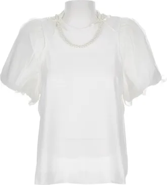 Simone Rocha Puff Sleeve T-Shirt With Embroidered Tulle Detail