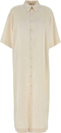 Carven Midi overhemdjurk met satijnglans - Dames - Shirt Kleedjes - Wit - M - Satijn - Kleedjes