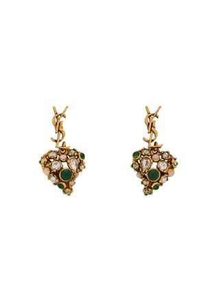 Saint Laurent Cassandre Pampilles Couer Embellished Drop Earrings - Gold - One Size