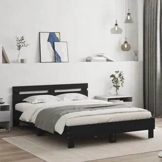 vidaXL Vidaxl - Estructura Cama Con Cabecero Madera Ingenier&iacute;a Negro 150x200 Cm